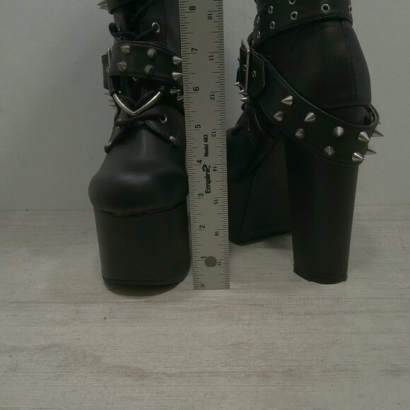 Demonia Torment-700 Black Platform Studded Goth Punk Grunge Ankle Boots Size 7 - Picture 5 of 13